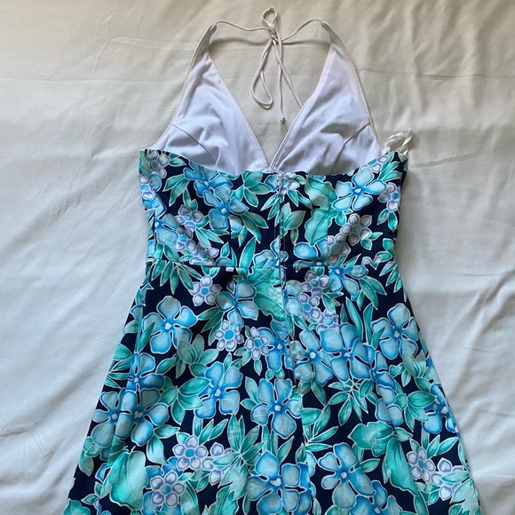 Vintage brioche floral halter dress - Picture 2 of 5